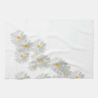 Linge De Cuisine Fleur marguerite blanc motif minimal