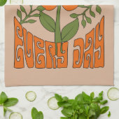 Linge De Cuisine Fleur marguerite rétro des années 70 (Plié)