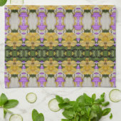 Linge De Cuisine Fleur mauve et jaune doré (Plié)