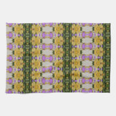 Linge De Cuisine Fleur mauve et jaune doré (Horizontal)