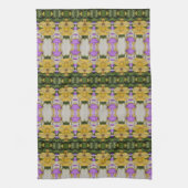 Linge De Cuisine Fleur mauve et jaune doré (Vertical)