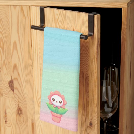 Linge De Cuisine Fleur mignonne, capricieuse en pot (Pliage en tiers)