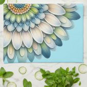 Linge De Cuisine Fleur mod - Bleu, Sage et Jaune (Plié)
