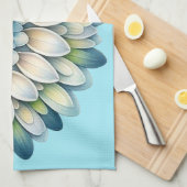 Linge De Cuisine Fleur mod - Bleu, Sage et Jaune (Quart Plié)