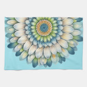 Linge De Cuisine Fleur mod - Bleu, Sage et Jaune (Horizontal)