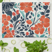 Linge De Cuisine Fleur moderne et noire (Plié)