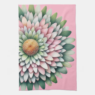 Linge De Cuisine Fleur Mood - Rose, Sage et Jaune