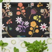 Linge De Cuisine Fleur noir  (Plié)