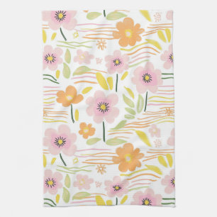 Linge De Cuisine Fleur pastel rétro (7)