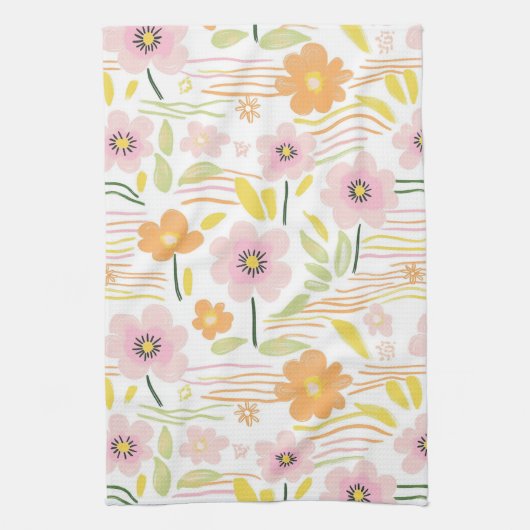 Linge De Cuisine Fleur pastel rétro (7) (Vertical)