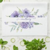 Linge De Cuisine Fleur personnalisée aquarelle violette (Plié)