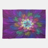 Linge De Cuisine Fleur psychédélique colorée Art fractal Abstrait (Horizontal)