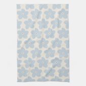 Linge De Cuisine Fleur Rétro Bleu Clair Et Crème (Vertical)