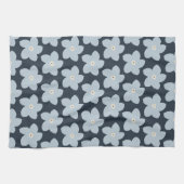 Linge De Cuisine Fleur Rétro Bleu Clair Et Navy (Horizontal)