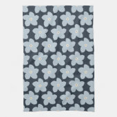 Linge De Cuisine Fleur Rétro Bleu Clair Et Navy (Vertical)