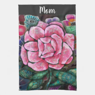 Linge De Cuisine Fleur rose botanique Art nouveau fantaisiste