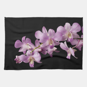 Linge De Cuisine Fleur rose d'orchidée de Dendrobium sur le noir -