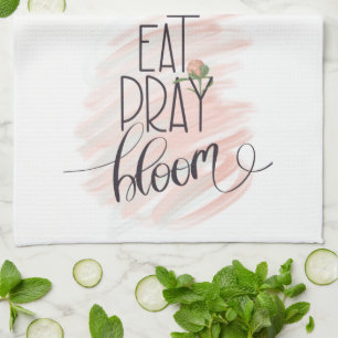 Linge De Cuisine Fleur rose douce inspirante Manger Prier Fleurir