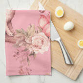 Linge De Cuisine Fleur rose vintage de pâques (Quart Plié)