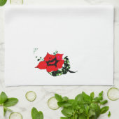 Linge De Cuisine Fleur rouge (Plié)