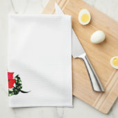 Linge De Cuisine Fleur rouge (Quart Plié)