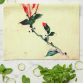 Linge De Cuisine Fleur rouge avec les bourgeons 1840 (Plié)