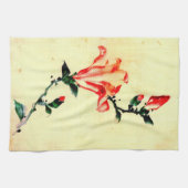 Linge De Cuisine Fleur rouge avec les bourgeons 1840 (Horizontal)