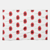 Linge De Cuisine Fleur rouge mignon Motif sur blanc (Horizontal)