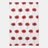 Linge De Cuisine Fleur rouge mignon Motif sur blanc (Vertical)