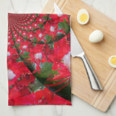 Linge De Cuisine Fleur Rouge Naturelle Blanc Plumes Kaleidoscope Ar (Quart Plié)