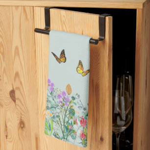 Linge De Cuisine Fleur sauvage et papillons Floral