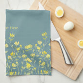 Linge De Cuisine Fleur sauvage jaune (Quart Plié)