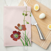 Linge De Cuisine Fleur sauvage rouge (Quart Plié)