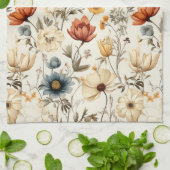 Linge De Cuisine Fleur séchée vintage Navy Terracotta (Plié)