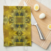 Linge De Cuisine Fleur soleil éclate dorée (Quart Plié)