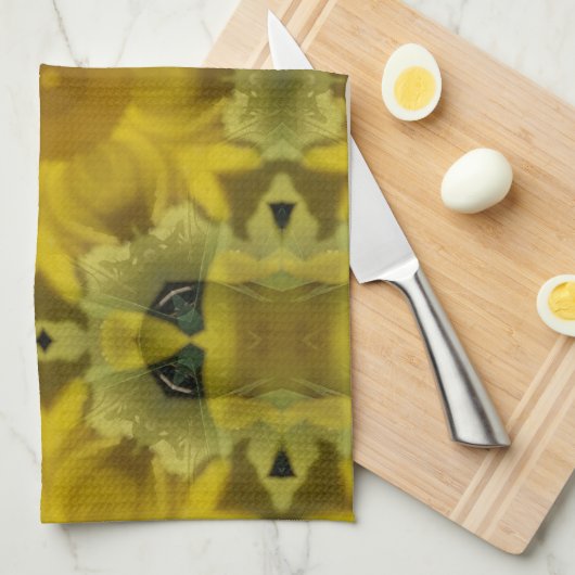 Linge De Cuisine Fleur soleil éclate dorée (Quart Plié)