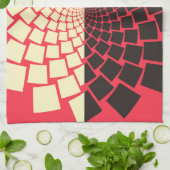 Linge De Cuisine Fleur stylisée : noir rouge ivoire (Plié)