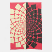 Linge De Cuisine Fleur stylisée : noir rouge ivoire (Vertical)