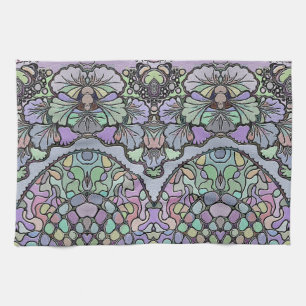 Linge De Cuisine Fleur vintage mosaïque violet pansement floral élé