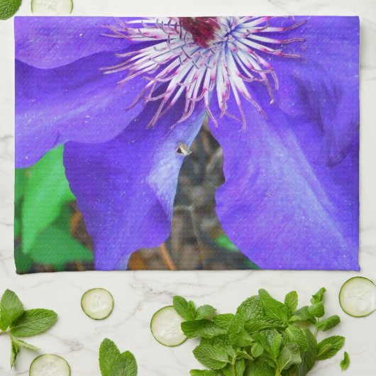 Linge De Cuisine Fleur violette Clematis (Plié)