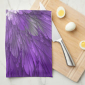 Linge De Cuisine Fleur Violette Psychedelique Art Fractal Abstrait (Quart Plié)