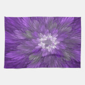 Linge De Cuisine Fleur Violette Psychedelique Art Fractal Abstrait (Horizontal)