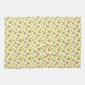 Linge De Cuisine Fleuris fantaisistes jaunes de printemps joyeux (Horizontal)