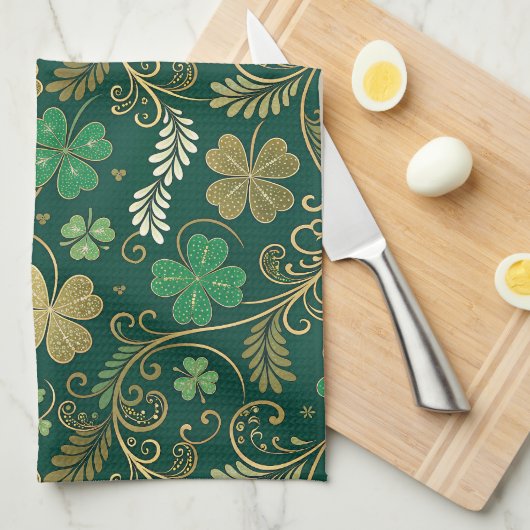 Linge De Cuisine Fleurissement de trèfle doré (Quart Plié)