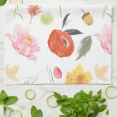 Linge De Cuisine Fleurs à l'aquarelle (Plié)