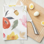 Linge De Cuisine Fleurs à l'aquarelle (Quart Plié)