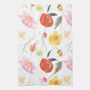 Linge De Cuisine Fleurs à l'aquarelle