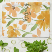 Linge De Cuisine Fleurs à l'aquarelle Orange "Garder les Choses Pro (Plié)
