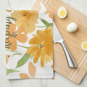 Linge De Cuisine Fleurs à l'aquarelle Orange "Garder les Choses Pro (Quart Plié)