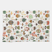 Linge De Cuisine Fleurs Abstraites Brown Vertes Et Rouges (Horizontal)